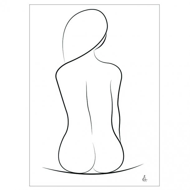 Silhouette Of A Woman In A Dress One Line Drawing On White